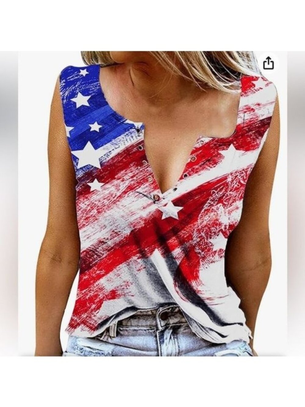 American Flag Graphic Tank Top Sleeveless Patriotic Shirt Womens Casual Summer W - Picture 2 of 7